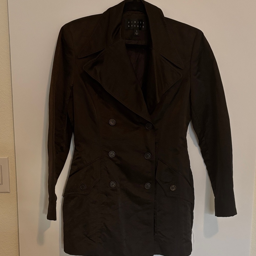 Finity Studio Dark Chocolate Double-Breasted Tren… - image 1